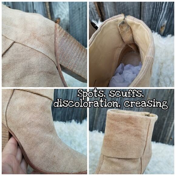 Canvas Booties Rag & Bone Newbury Tan Ankle Boot Size 7.5 Side Zip Heeled Cuffed - Picture 10 of 15